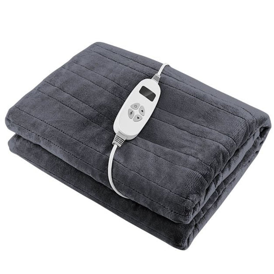160 x 130 CM Electric Heated Throw Blanket with 10 Heat Settings-Grey