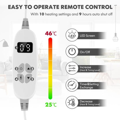 160 x 130 CM Electric Heated Throw Blanket with 10 Heat Settings-Grey