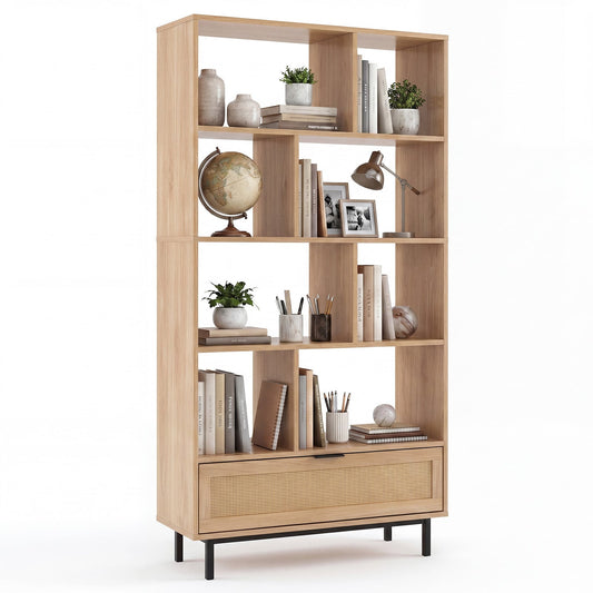 162 cm Tall Wooden Bookcase 6-Tier in Natural