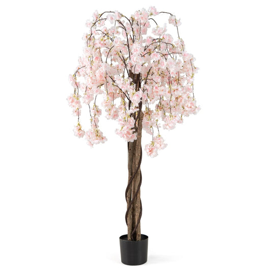 163CM Tall Artificial Cherry Blossom Tree with Flowers-White