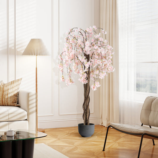 163CM Tall Artificial Cherry Blossom Tree with Flowers-White