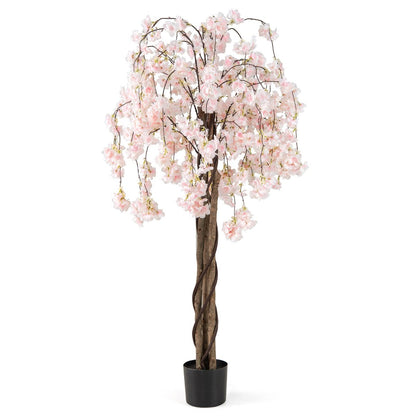 163CM Tall Artificial Cherry Blossom Tree with Flowers-White
