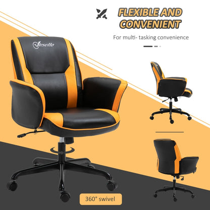 PU Leather Upholstered Gaming Chair - Yellow/Black