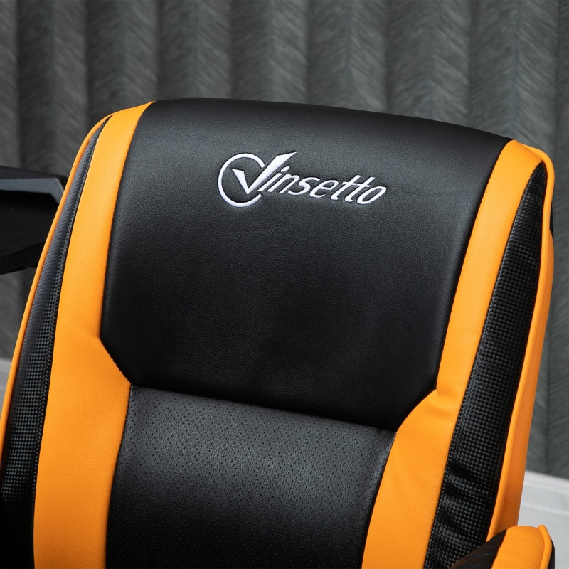 PU Leather Upholstered Gaming Chair - Yellow/Black