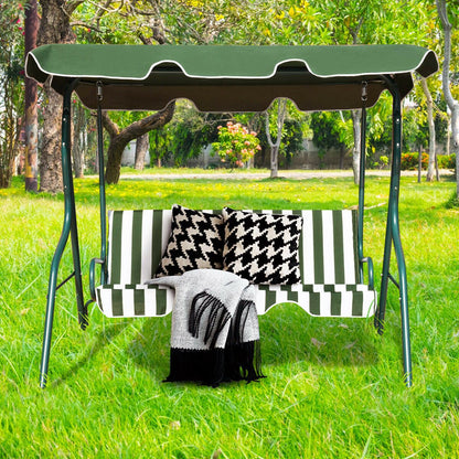 Garden Patio Metal Swing 3 Seater Lounger-Green