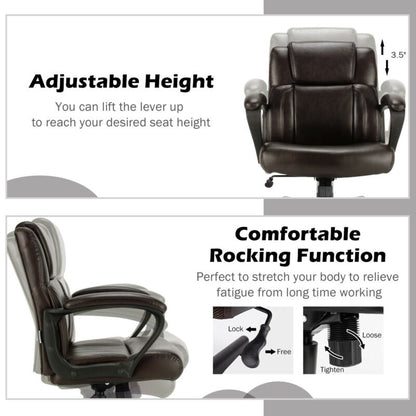 Ergonomic Swivel Computer Chair with Padded Armrests for Office