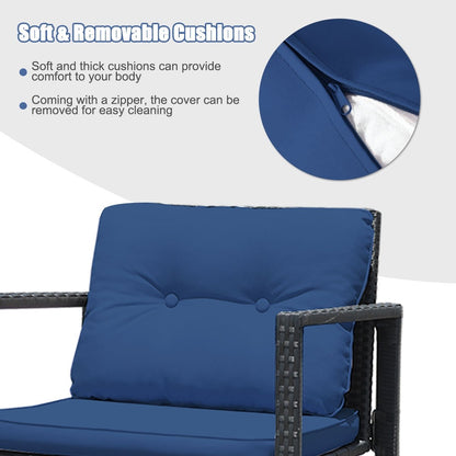 3 Pieces Outdoor Rocking Bistro Set for Garden, Backyard &amp; Poolside-Navy