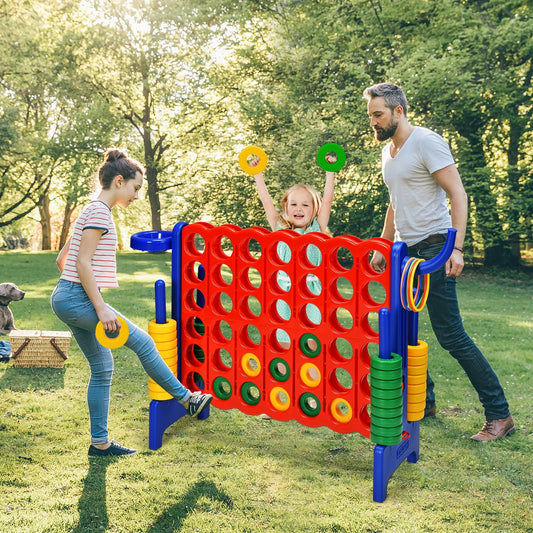 Premium Plastic Jumbo Connect 4 Game with 42 Jumbo Rings & Quick-Release Slider