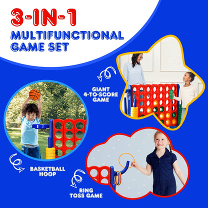 Premium Plastic Jumbo Connect 4 Game with 42 Jumbo Rings & Quick-Release Slider
