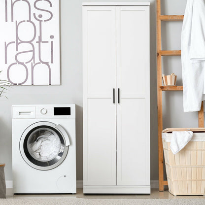 70 Inch Freestanding Storage Cabinet with 2 Doors and 5 Shelves-White