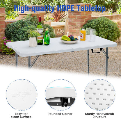 120cm Portable Bi-fold Camping Table with 3-Level Height Adjustment & 150kg Load Capacity