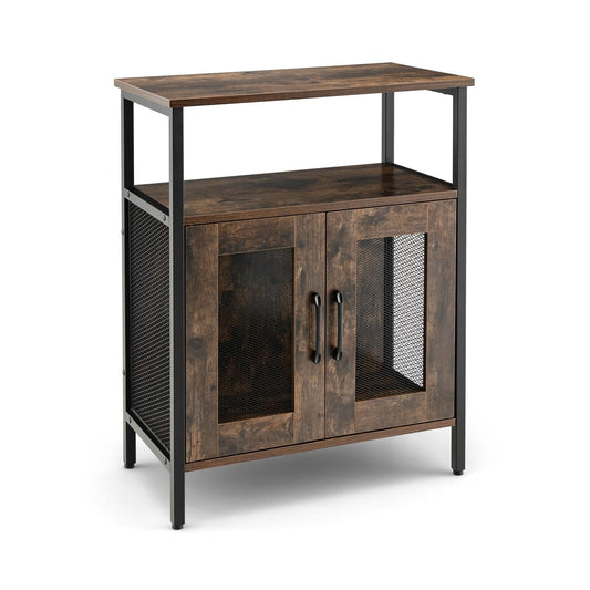 Wine Bar Cabinet with Removable Wine Rack & Glass Holder for Kitchen