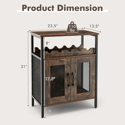 Wine Bar Cabinet with Removable Wine Rack & Glass Holder for Kitchen