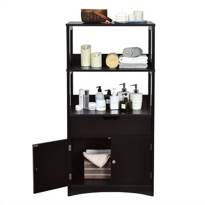Multipurpose Storage Cabinet with Drawer for Bathroom-Black