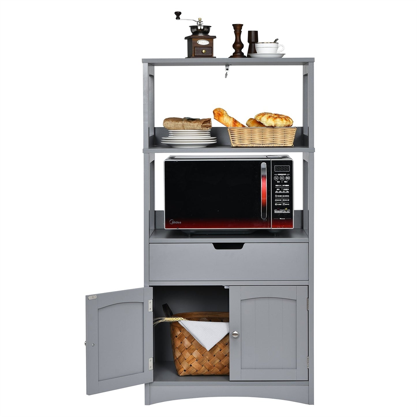 Multipurpose Storage Cabinet with Drawer for Bathroom-Grey