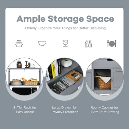 Multipurpose Storage Cabinet with Drawer for Bathroom-Grey