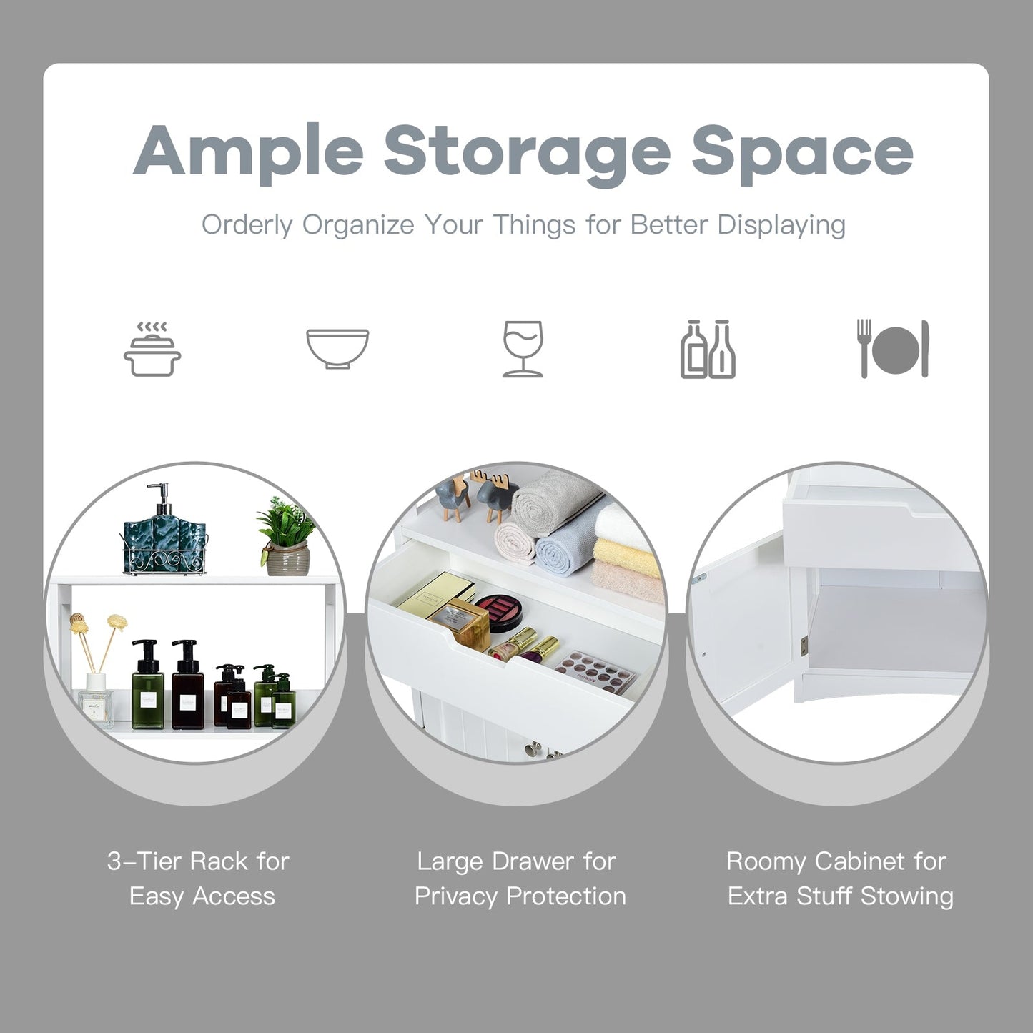 Storage Cabinet Display Shelf with Durable Material for Bathroom