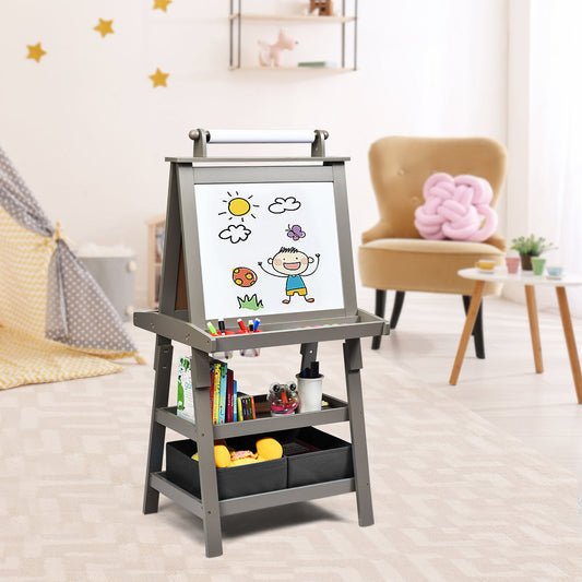 Children's Double-sided Easel with Whiteboard and Chalkboard