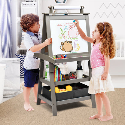 Children's Double-sided Easel with Whiteboard and Chalkboard