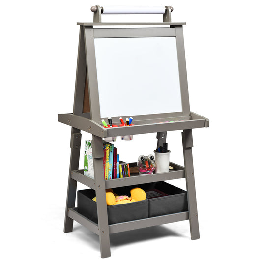 Children's Double-sided Easel with Whiteboard and Chalkboard