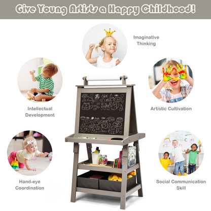 Children's Double-sided Easel with Whiteboard and Chalkboard