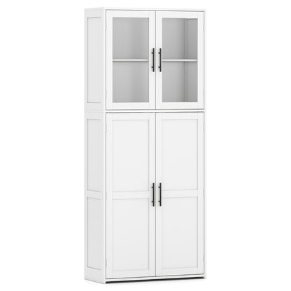 168CM Tall Freestanding Cleaning Tool Cabinet with Doors and Shelves-White