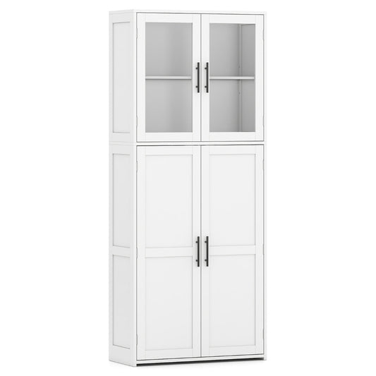 168CM Tall Freestanding Cleaning Tool Cabinet with Doors and Shelves-White