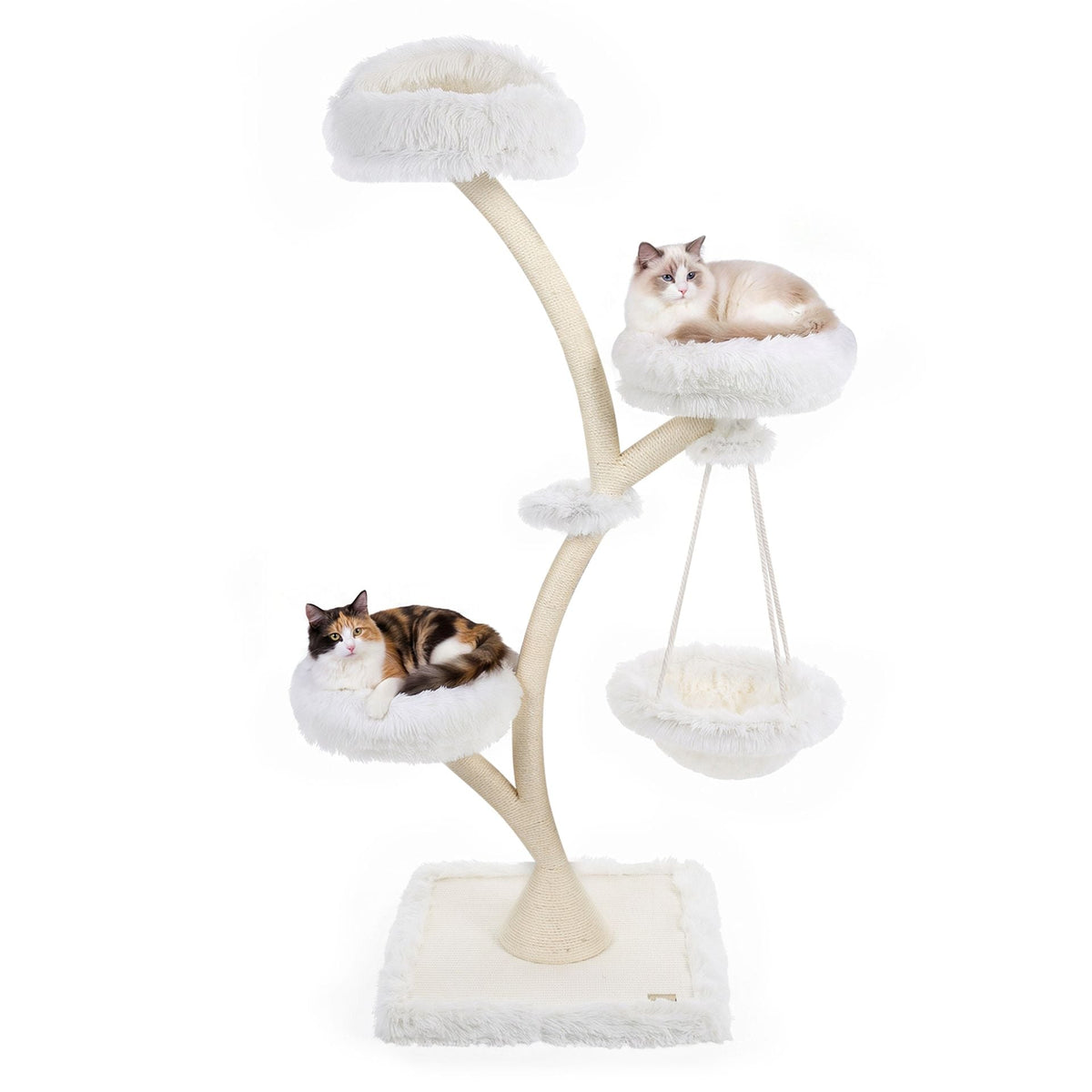 169 cm Cat Tree with Top Perch 2 Beds Hammock and Sisal Posts for Indoor Kittens-Beige