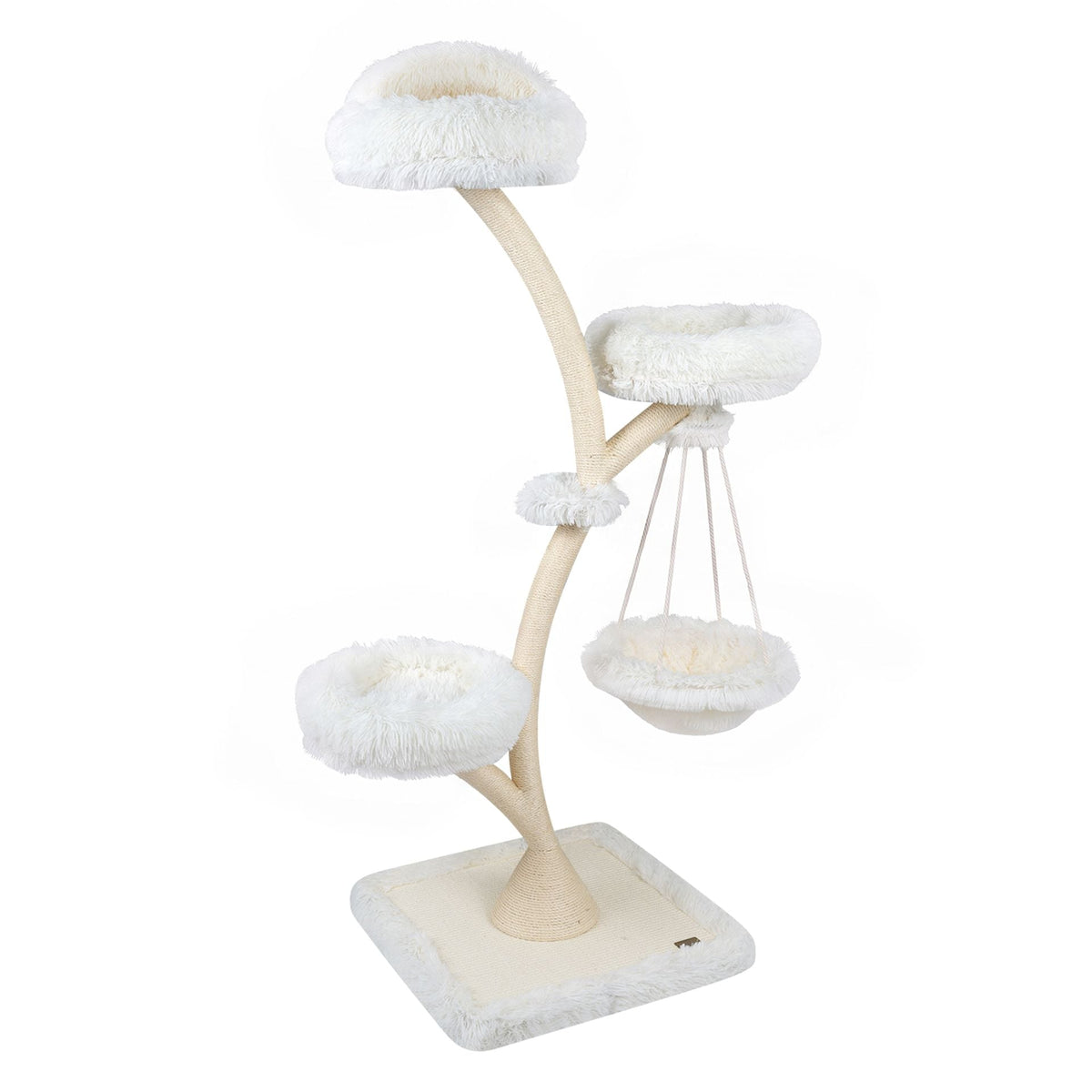 169 cm Cat Tree with Top Perch 2 Beds Hammock and Sisal Posts for Indoor Kittens-Beige