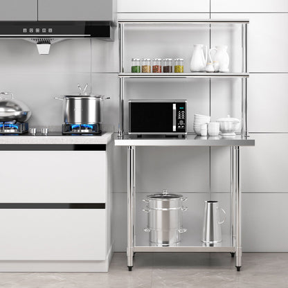 Stainless Steel Overshelf with Adjustable Lower Shelf for Restaurant Kitchen