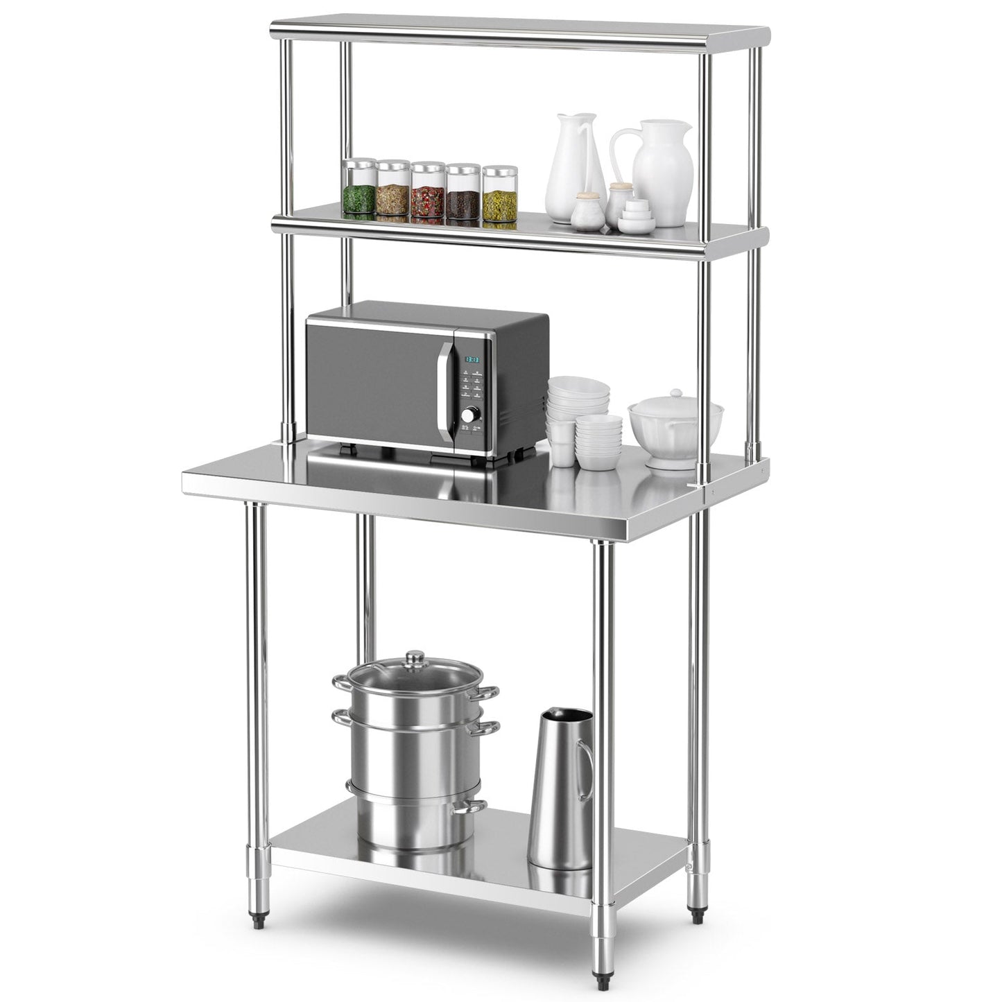 Stainless Steel Overshelf with Adjustable Lower Shelf for Restaurant Kitchen