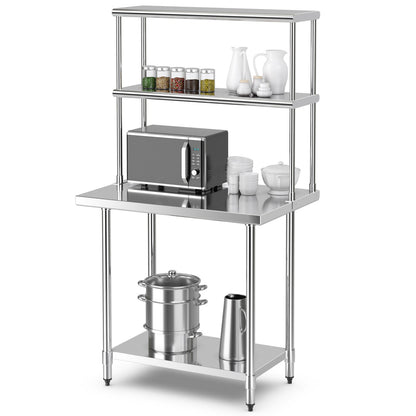 Stainless Steel Overshelf with Adjustable Lower Shelf for Restaurant Kitchen