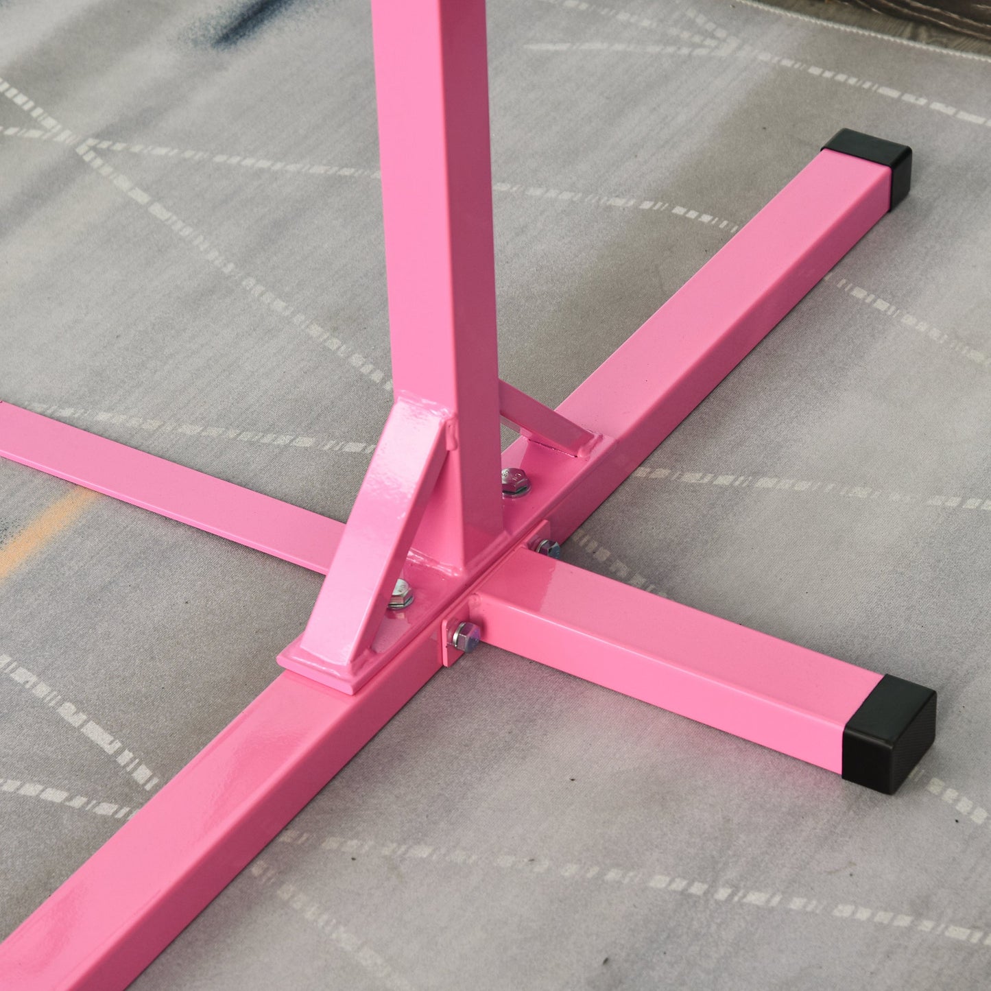 HOMCOM Height Adjustable Gymnastics Horizontal Bar For Kids Home Gym Training Children Junior Kip High Bar Fitness Pink