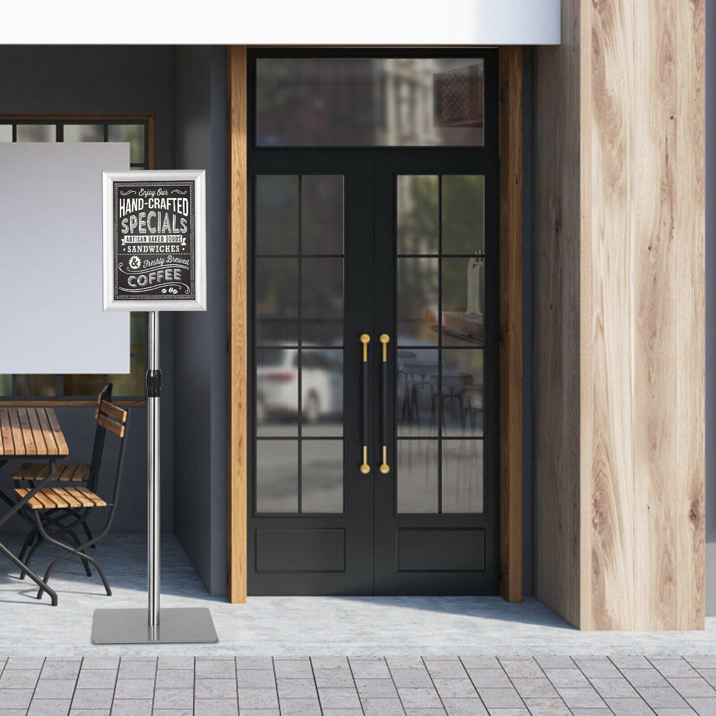 A4 Pedestal Display Stand-Silver