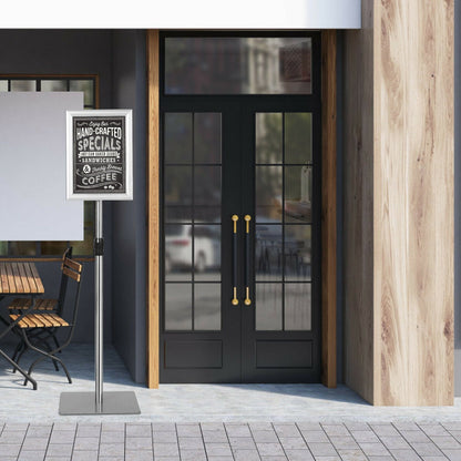 A4 Pedestal Display Stand-Silver