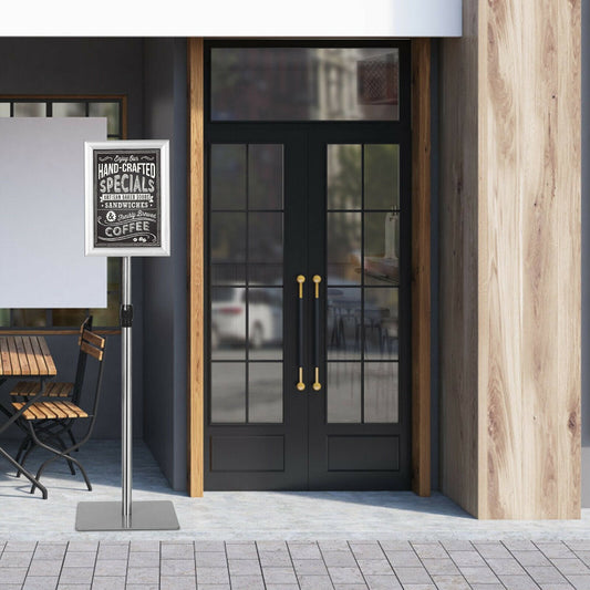 A4 Pedestal Display Stand-Silver