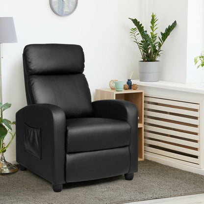 Modern Recliner Sofa Lounge / Adjustable Backrest Armchair-Black
