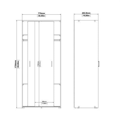 Classic Design 2 Sliding Doors Wardrobe - White