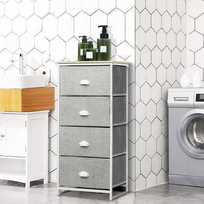 3/4 Fabric Nightstand Bedside Storage Cabinet Folding Drawers-4-Tier