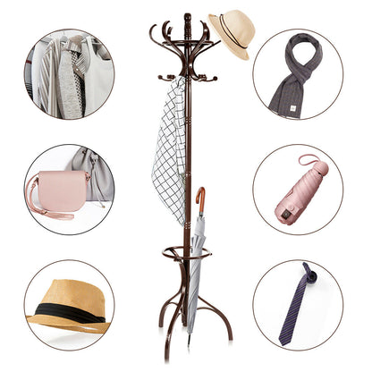 Wooden Coat and Hat Stand-Brown