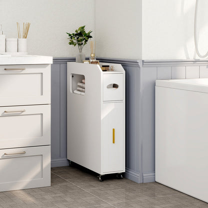 16 CM Small Bathroom Storage Cabinet with Slide Out Drawer-White