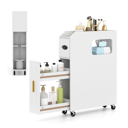 16 CM Small Bathroom Storage Cabinet with Slide Out Drawer-White