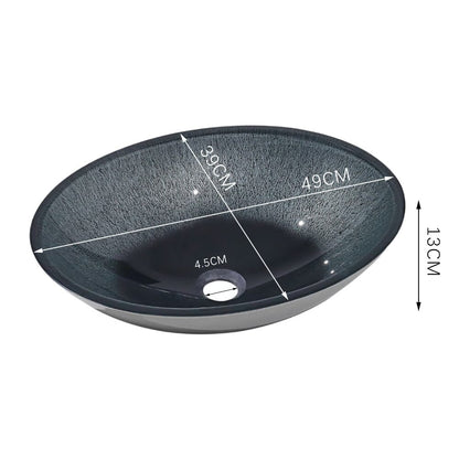 54cm W Oval Bathroom Art Tempered Glass Sink