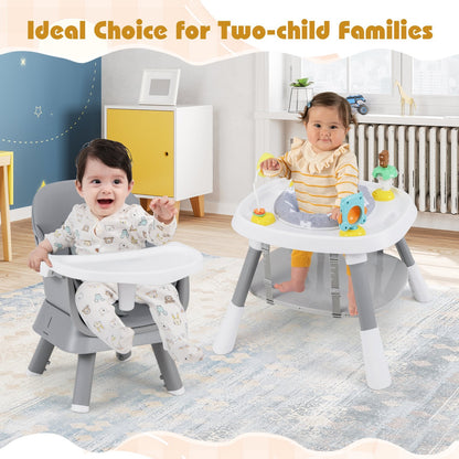 16-in-1 Convertible Baby High Chair with Removable Tray and 5-Point Harness-Grey