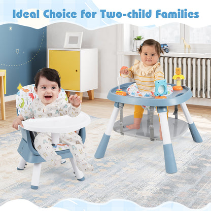 16-in-1 Convertible Baby High Chair with Removable Tray and 5-Point Harness-Blue