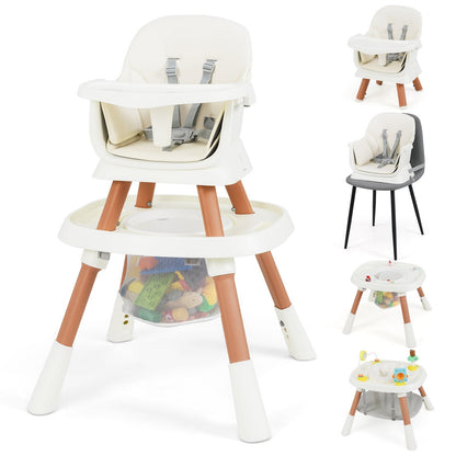 16-in-1 Convertible Baby High Chair with Removable Tray and 5-Point Harness-White