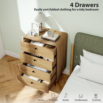 HOMCOM Modern Chest of Drawers with 4 Drawers - Oak