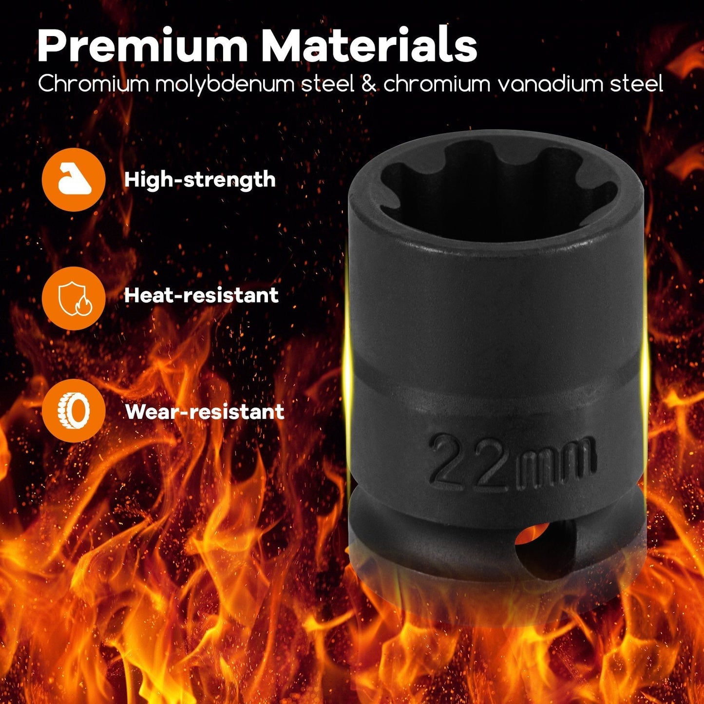 16pcs Impact Brake Caliper Socket Set with Engines and Hubs of Most Car Brands-Orange