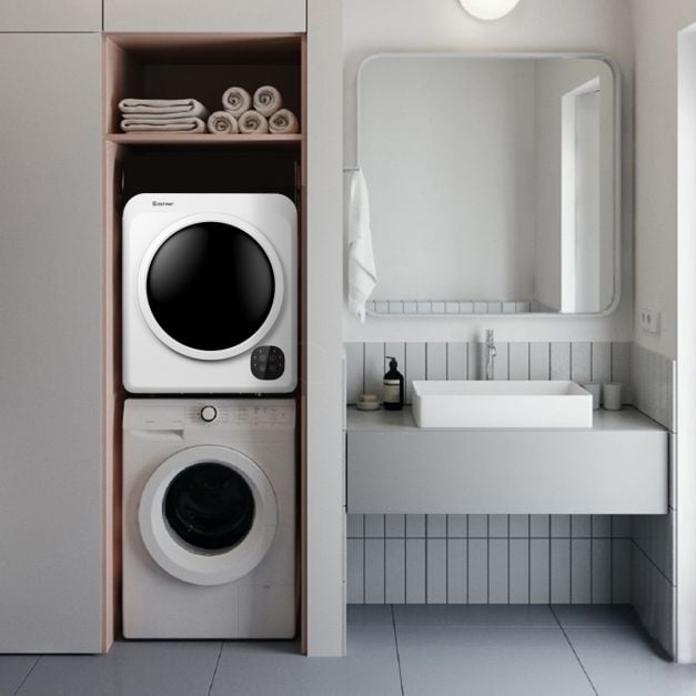 1700W Electric Tumble Laundry Dryer Stainless Steel Tub 6 kg/91L-White