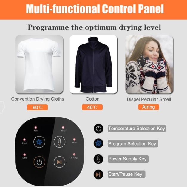 1700W Electric Tumble Laundry Dryer Stainless Steel Tub 6 kg/91L-White